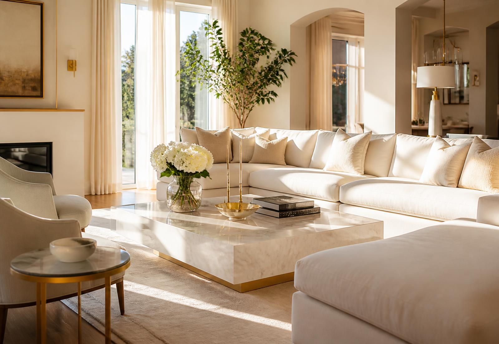 Beautifully cleaned, sunlit living room in a Kansas City area home